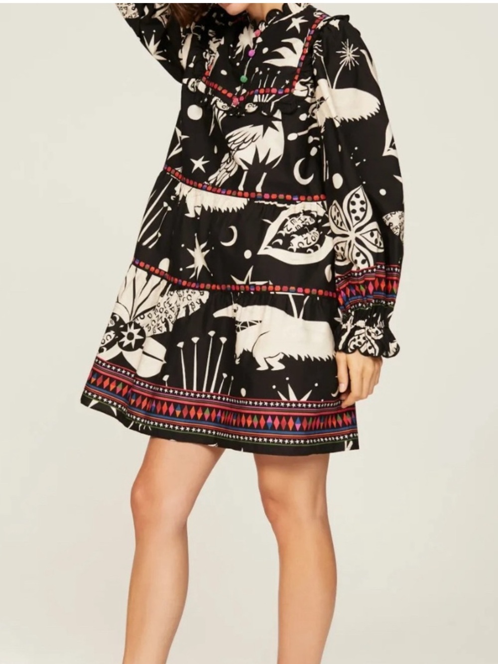 Farm Rio Black and White Cerrado Sky Mini Dress Size S NWT